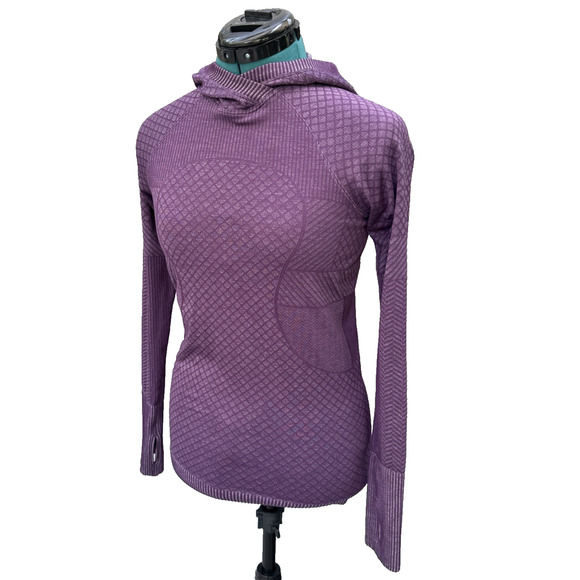 Lululemon Rest‎ Less Hoodie Women’s Size 4 Purple Patchwork Long Sleeve Top - Picture 3 of 6
